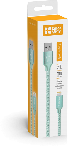 ColorWay USB - Apple Lightning 2.1А 1м Mint 143813 фото