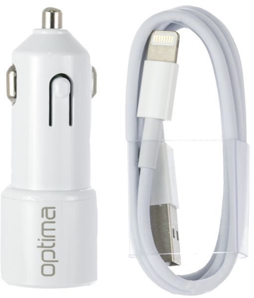 2USB Optima (2.1A) + cable iPhone 5 White (45089) 49138 фото