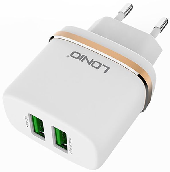LDNIO DL-AC52 Travel charger 2USB 2.4A + Lightning cable White F_63956 фото
