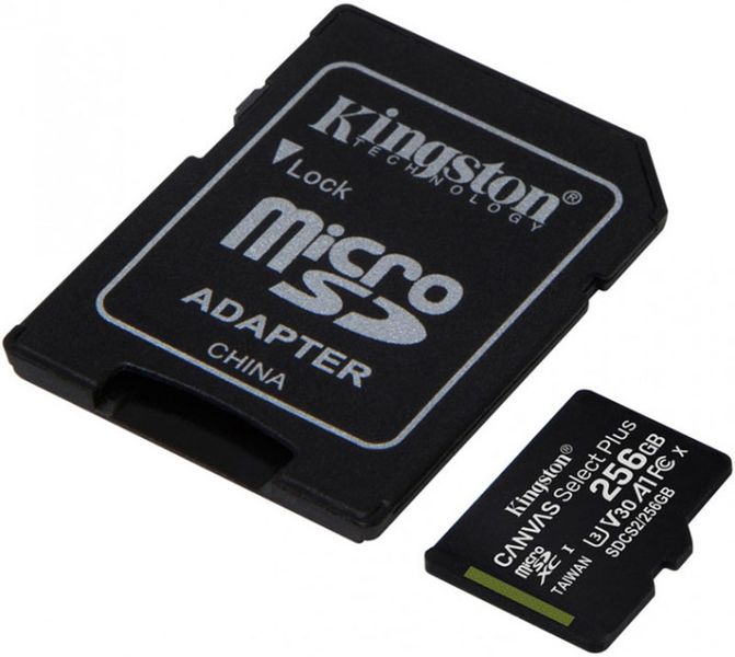 Kingston microSDHC/SDXC UHS-I Class 10 Canvas Select Plus SD адаптер 256Gb 119817 фото