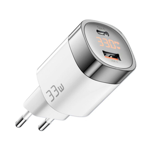 Essager Lingyun 33W GaN Digital Display Travel Charger A+C EU White 146511 фото