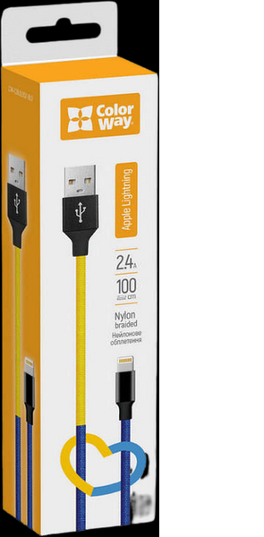 ColorWay USB - Apple Lightning National 2.4А 1м Blue Yellow 143812 фото