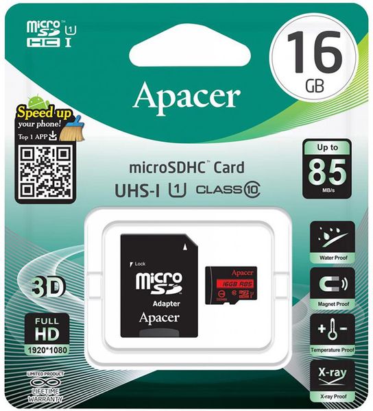 Apacer microSDHC/SDXC class 10 UHS-1 SD 16Gb no adapter 83297 фото