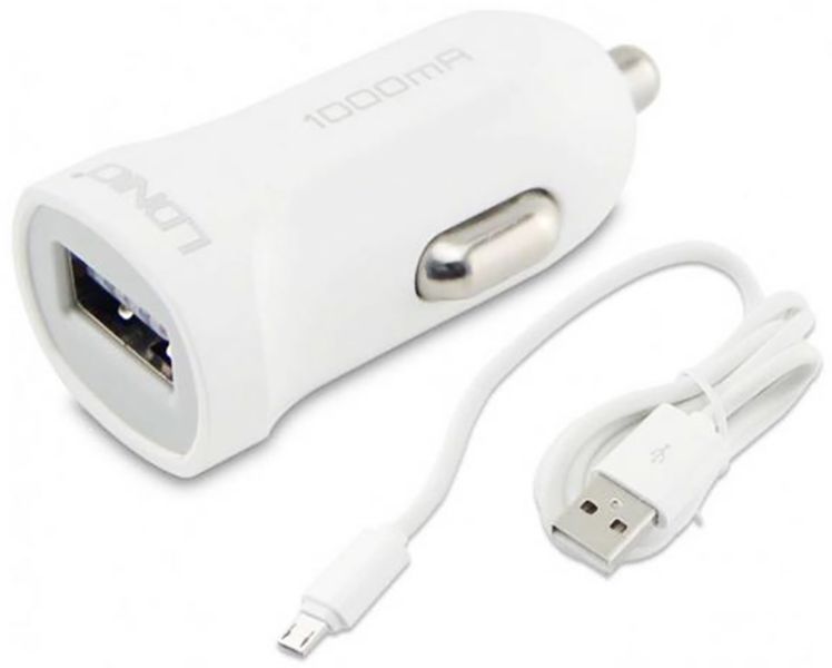 LDNIO DL-C17 Car charger 1USB 1A + MicroUsb cable White F_63964 фото