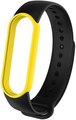 UWatch Replacement Silicone Band For Xiaomi Mi Band 5/6/7 Black/Yellow Frame F_126668 фото