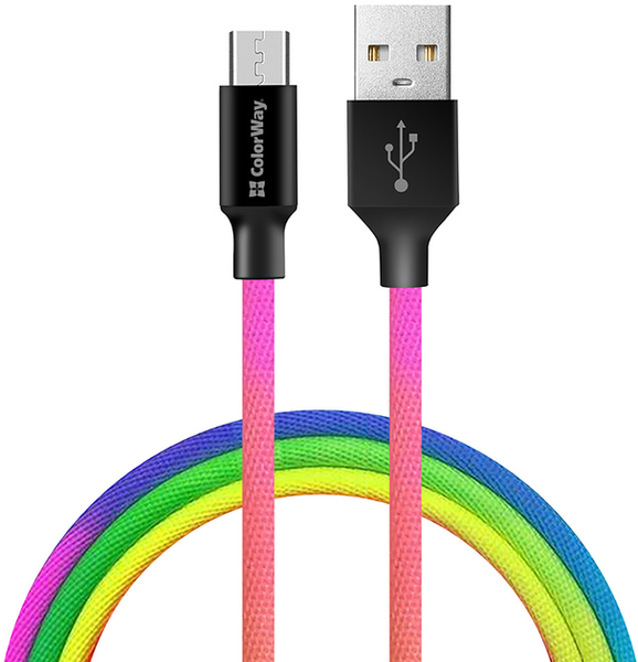 ColorWay USB - MicroUSB Multicolor 2.4а 1м 143815 фото