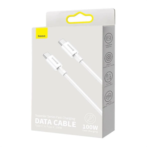 Baseus Superior Series Fast Charging Data Cable Type-C to Type-C 100W 2m White 144437 фото