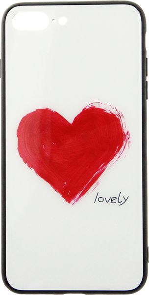 TOTO Glass Fashionable Case Apple iPhone 7 Plus/8 Plus Red Heart on White 92519 фото