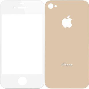 TOTO 2,5D Full cover Tempered Glass front and back for iPhone 4/4S Gold 46508 фото