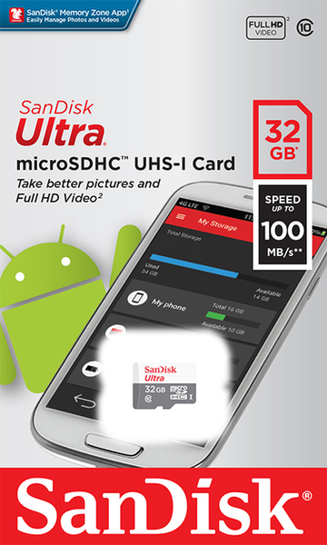 Sandisk microSDHC UHS-1 Ultra Class10 100MB/s 32GB 145247 фото