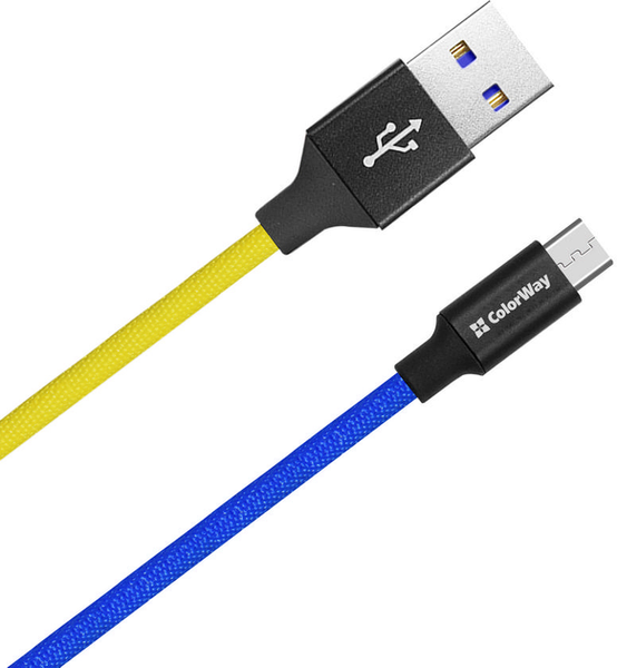 ColorWay USB - MicroUSB National 2.4А 1м Blue Yellow 143816 фото