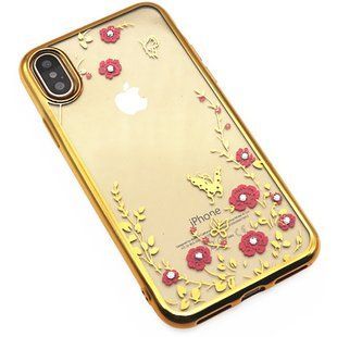 TOTO TPU electroplating edge with flower pattern iPhone X Gold 54214 фото