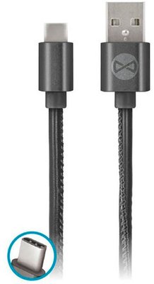 Forever Leather Cable USB For Type-C 2A 1M Black F_134124 фото