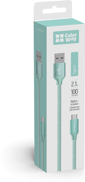 ColorWay USB - Type-C 2.1А 1м Mint 143821 фото