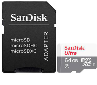 Sandisk microSDHC Ultra C10 UHS-I 100MB/s 64GB SD adaptor 145180 фото