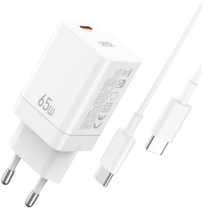 XO L138 30W GaN nitride (1USB-A+1USB-C) fast charging + Type-C cable White 144718 фото