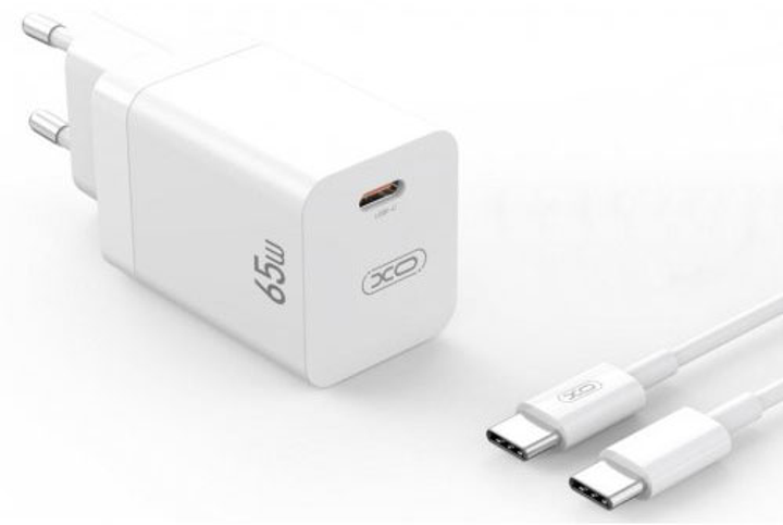 XO L138 30W GaN nitride (1USB-A+1USB-C) fast charging + Type-C cable White 144718 фото