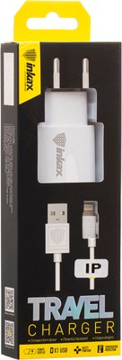 INKAX CD-08 Travel charger + Lightning cable 1USB 1A White F_62258 фото
