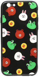 TOTO Cartoon Print Glass Case Apple iPhone 6/6s Line friends Black 93597 фото