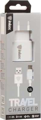 INKAX CD-08 Travel charger + Type-C cable 1USB 1A White F_62259 фото