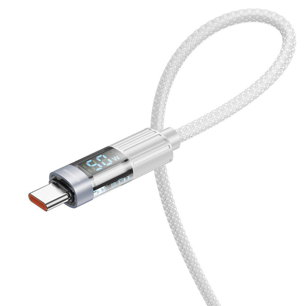 Borofone Type-C BU46 Basic with display 5A/1m Gray 145198 фото