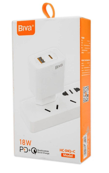 Biva HC-04Q+C 18W USB+Type-C Charger White 144796 фото