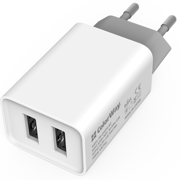 ColorWay 2USB AUTO ID 2.1A (10W) White 143855 фото