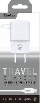 INKAX CD-09 Travel charger Type-C cable 1USB 2.1A White F_62263 фото