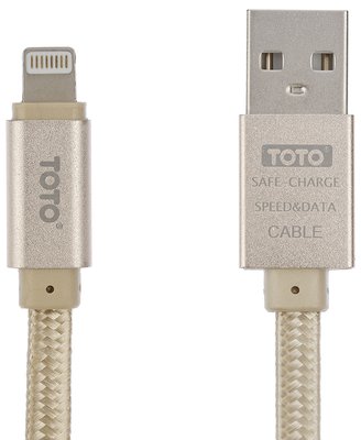 TOTO TKG-27 Metal Braided Flat USB cable Lightning 1m Gold 41753 фото