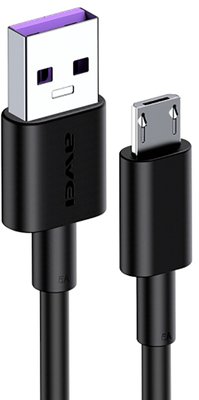 AWEI CL-77M Fast Charge MicroUSB Cable 1m Black F_112655 фото
