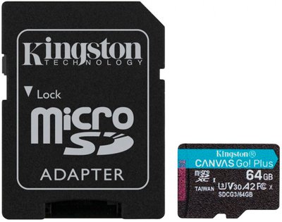 Kingston microSDHC/SDXC Canvas Go Plus 170R A2 U3 V30 Card SD adapter 64Gb F_119821 фото
