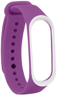 UWatch Double Color Replacement Silicone Band For Xiaomi Mi Band 3/4 Purple/White Line F_84189 фото