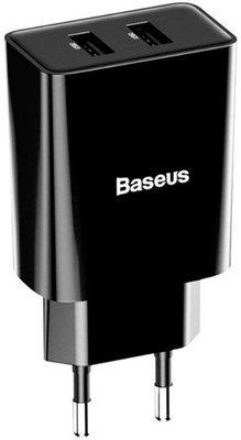 Baseus Speed Mini Dual U Charger 10.5W + Lightning Black F_139393 фото