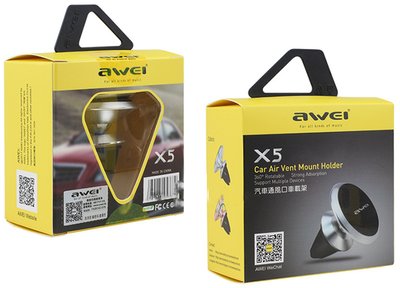 AWEI X5 Air Vent Magnet 360 Degree Rotate Car Mount Holder Rose Gold F_86262 фото