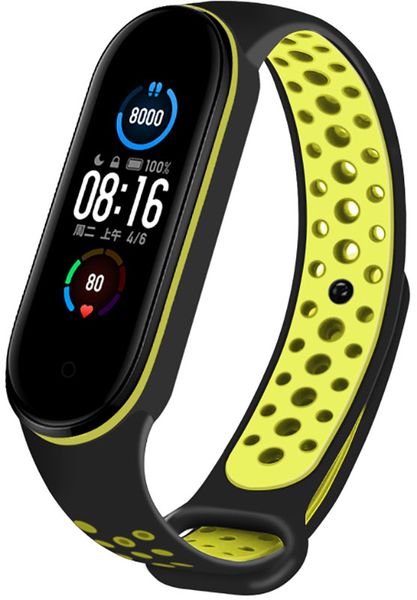 UWatch Replacement Sports Strap for Mi Band 5/6 Black/Yellow F_126653 фото