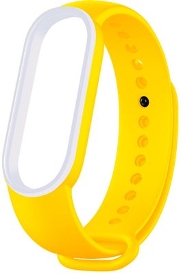 UWatch Double Color Replacement Silicone Band For Xiaomi Mi Band 5/6/7 Yellow/White Line F_126647 фото