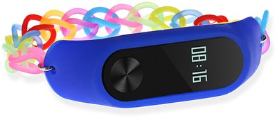 UWatch Fashion Rainbow Color Elastic StretchReplacement Silicone Strap For Xiaomi Band 2 Blue F_63664 фото