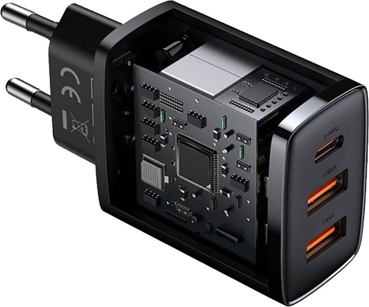 Baseus Compact Quick Charger 2USB+USB-C 30W EU Black F_139391 фото