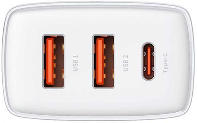 Baseus Compact Quick Charger 2USB+USB-C 30W EU White F_139392 фото
