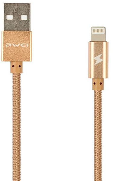 AWEI CL-300 Lightning cable 1m Gold F_48339 фото