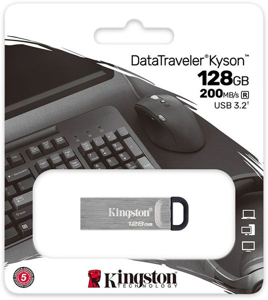 Kingston DataTraveler Kyson USB 3.2 128Gb Silver Black F_139733 фото