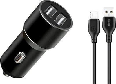 XO TZ09 2.4A/2 USB + Micro USB Cable Black F_138074 фото