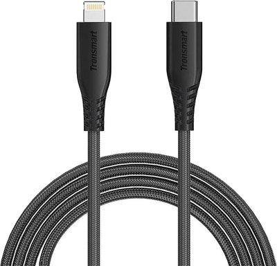 Tronsmart Type-C to Lightning 1.2m LCC03 Double Braided Nylon 4FT Cable Grey F_128537 фото
